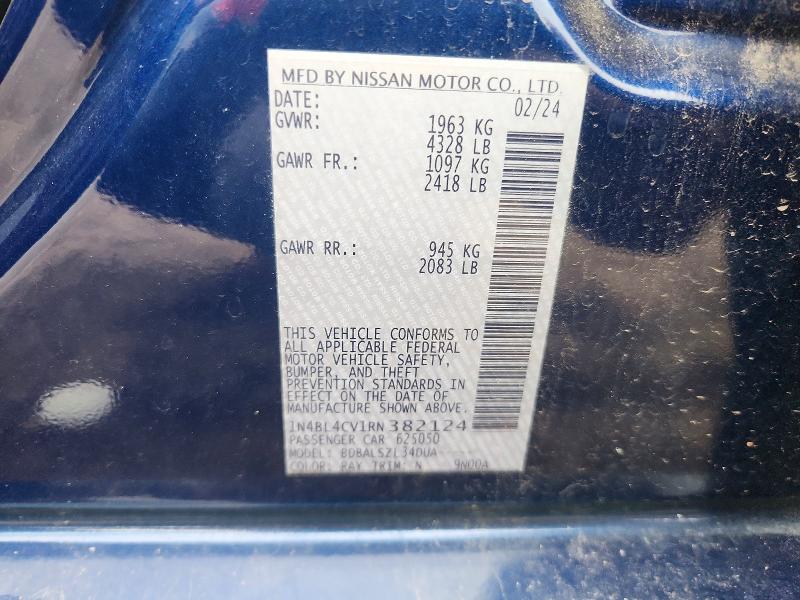 Продаж на аукціоні авто 2024 Nissan Altima, vin: 1N4BL4CV1RN382124, номер лоту: 63336056