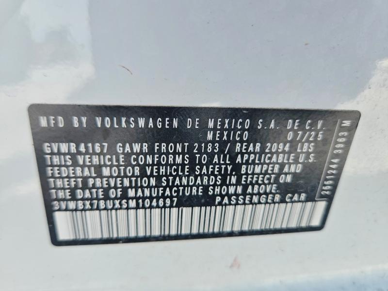 Продаж на аукціоні авто 2025 Volkswagen Jetta, vin: 3VWBX7BUXSM104697, номер лоту: 62061036