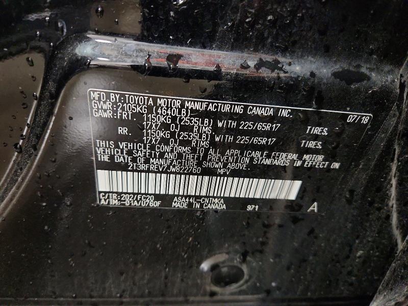 Aukcja sprzedaży 2018 Toyota Rav4, vin: 2T3RFREV7JW822760, numer aukcji: 60313926