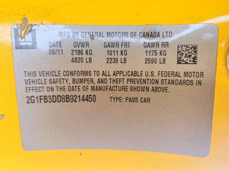 Продаж на аукціоні авто 2011 Chevrolet Camaro, vin: 2G1FB3DD8B9214450, номер лоту: 62116836