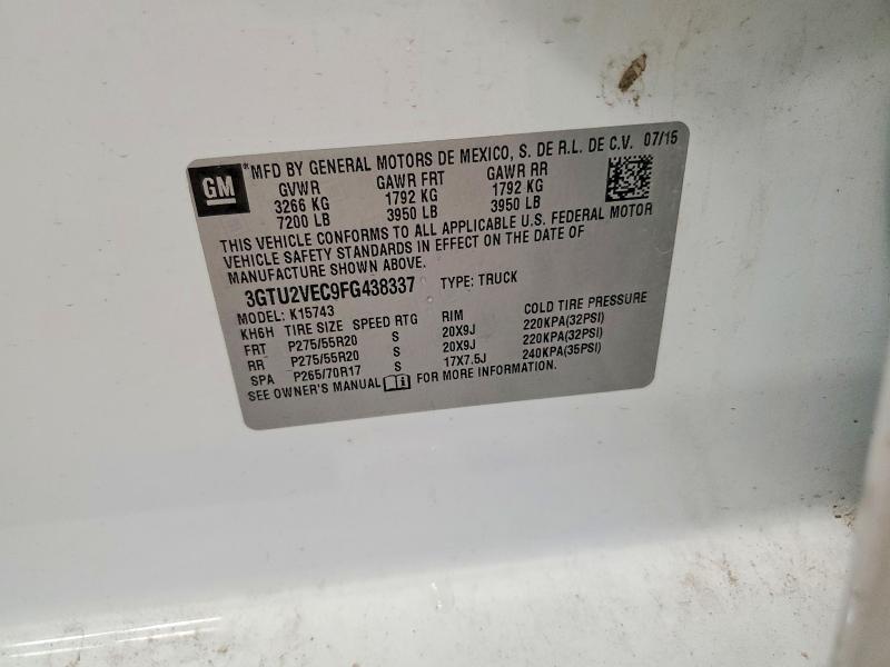 61673506 :رقم المزاد ، 3GTU2VEC9FG438337 vin ، 2015 Gmc Sierra مزاد بيع