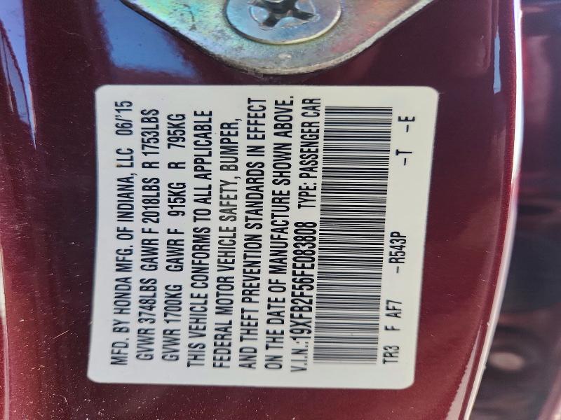 62840366 :رقم المزاد ، 19XFB2F56FE083808 vin ، 2015 Honda Civic مزاد بيع