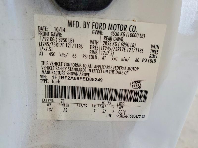2015 Ford F250 მანქანა იყიდება აუქციონზე, vin: 1FTBF2A68FEB88249, აუქციონის ნომერი: 61002446
