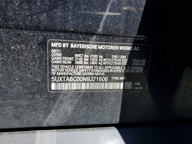Продаж на аукціоні авто 2022 Bmw X5, vin: 5UXTA6C00N9J21606, номер лоту: 62292046