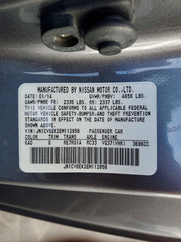 2014 Infiniti Q60 Coupe მანქანა იყიდება აუქციონზე, vin: JN1CV6EK2EM112958, აუქციონის ნომერი: 62330516