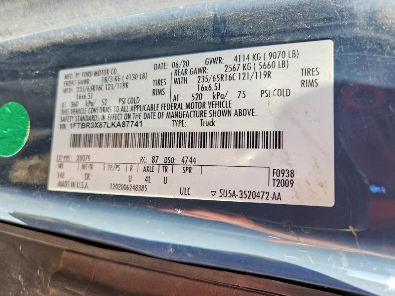 2020 Ford Transit მანქანა იყიდება აუქციონზე, vin: 1FTBR3X87LKA87741, აუქციონის ნომერი: 62050736