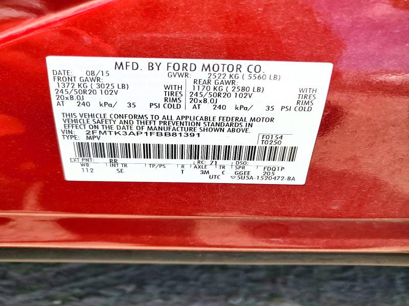 Продаж на аукціоні авто 2015 Ford Edge, vin: 2FMTK3AP1FBB81391, номер лоту: 61363416