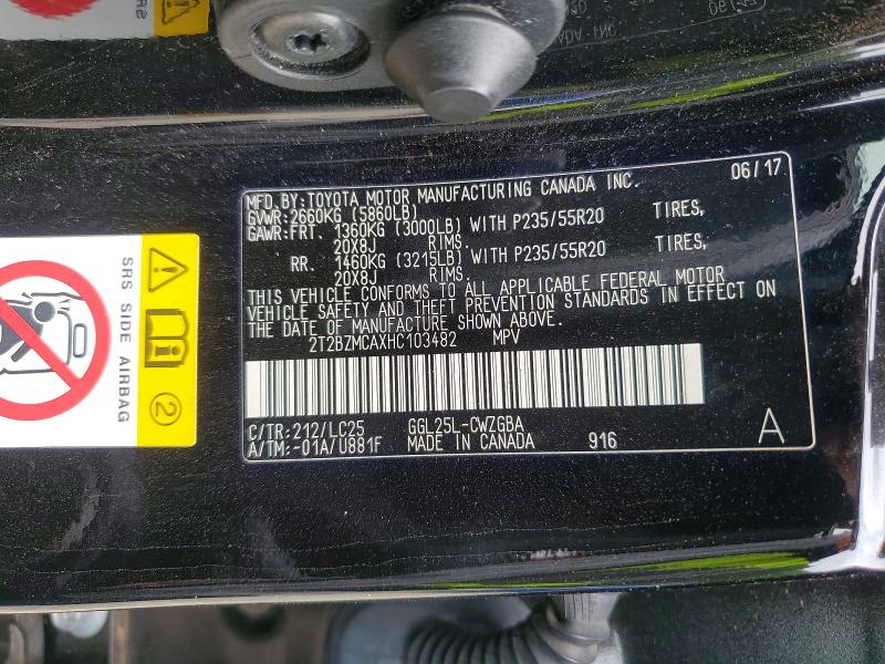 Aukcja sprzedaży 2017 Lexus Rx 350, vin: 2T2BZMCAXHC103482, numer aukcji: 62995176