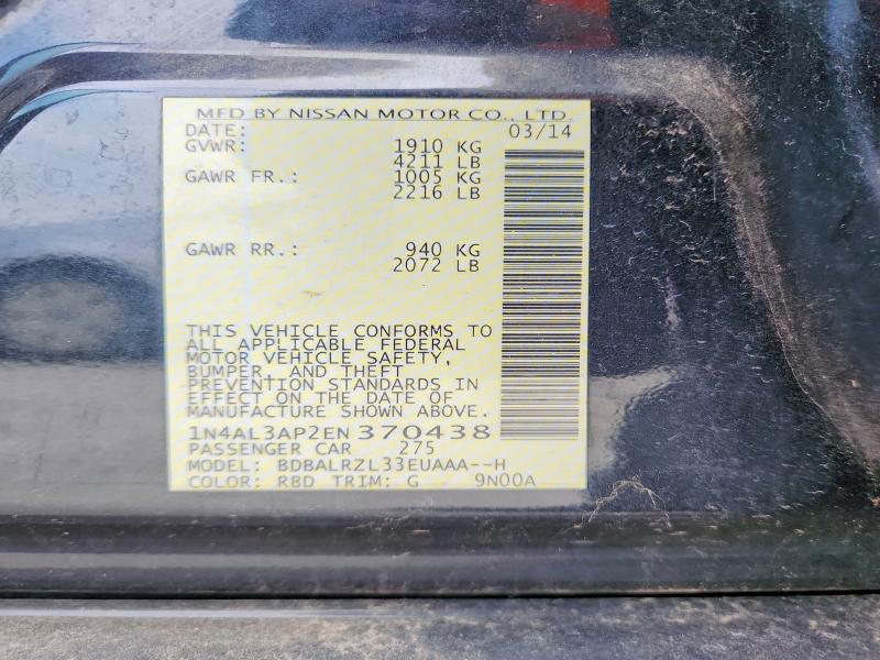 2014 Nissan Altima მანქანა იყიდება აუქციონზე, vin: 1N4AL3AP2EN370438, აუქციონის ნომერი: 62579946