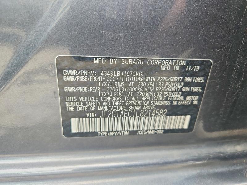 2020 Subaru Crosstrek მანქანა იყიდება აუქციონზე, vin: JF2GTAEC1L8214582, აუქციონის ნომერი: 62383326