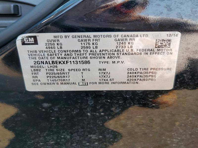 62572876 :رقم المزاد ، 2GNALBEKXF1131586 vin ، 2015 Chevrolet Equinox مزاد بيع