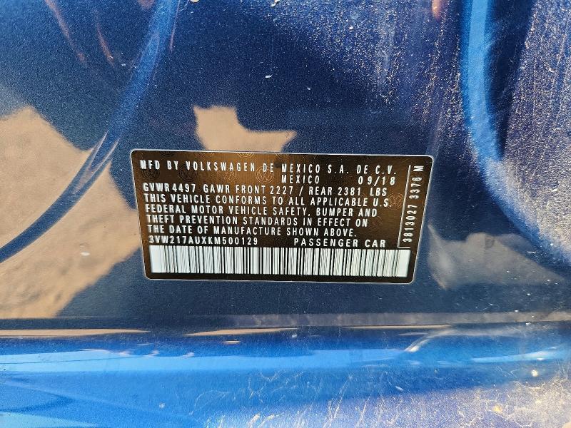 Aukcja sprzedaży 2019 Volkswagen Golf Sportwagen, vin: 3VW217AUXKM500129, numer aukcji: 59886126