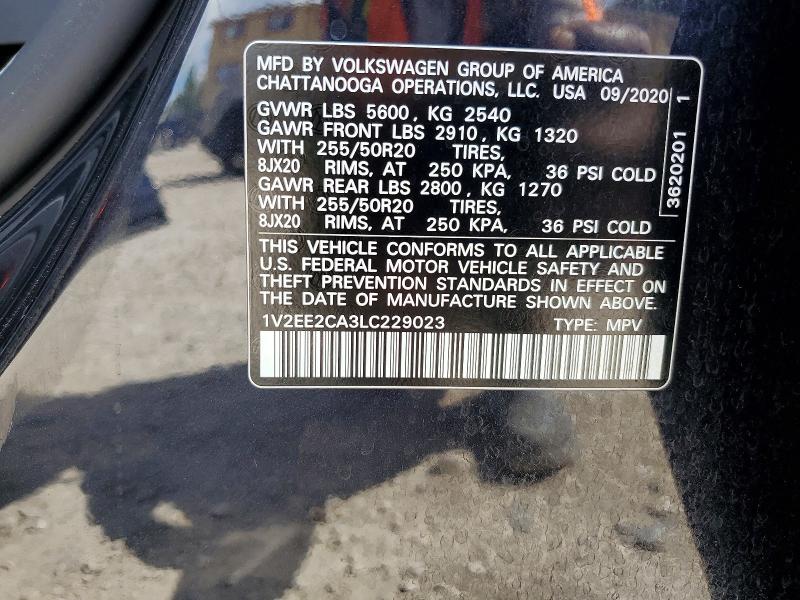 62399736 :رقم المزاد ، 1V2EE2CA3LC229023 vin ، 2020 Volkswagen Atlas Cross Sport مزاد بيع