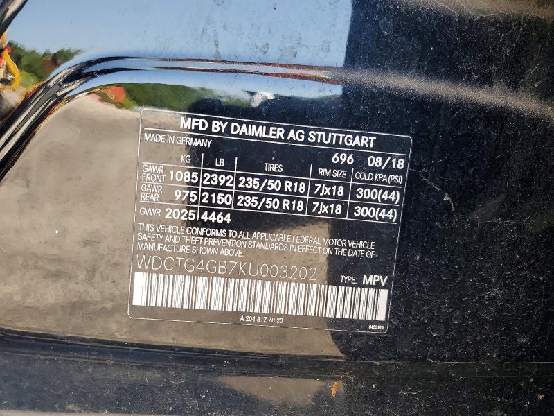 Aukcja sprzedaży 2019 Mercedes-benz Gla, vin: WDCTG4GB7KU003202, numer aukcji: 63342026