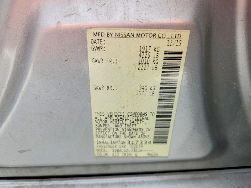 Продаж на аукціоні авто 2016 Nissan Altima, vin: 1N4AL3AP7GN317334, номер лоту: 62494996