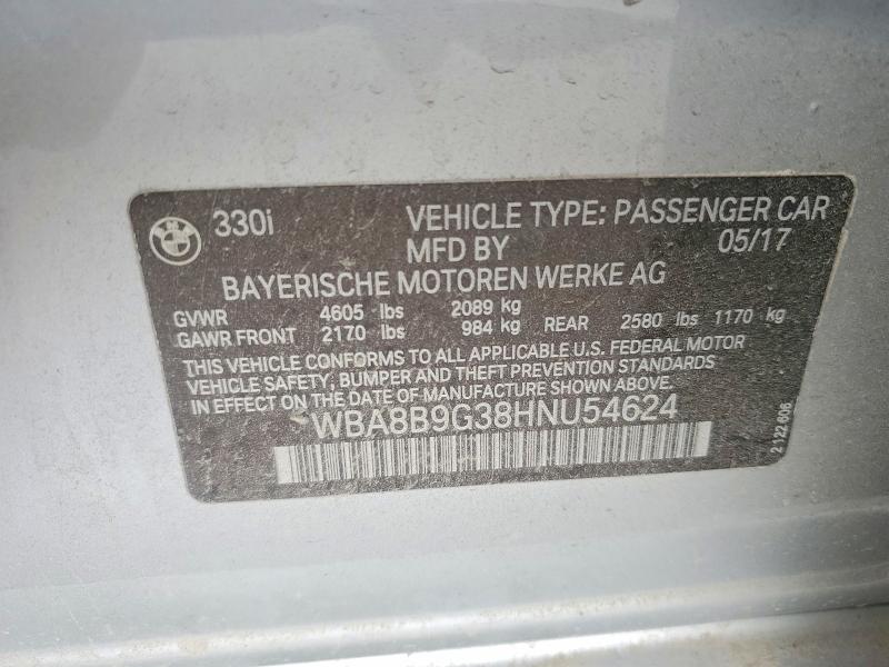 Продаж на аукціоні авто 2017 Bmw 330, vin: WBA8B9G38HNU54624, номер лоту: 60667306