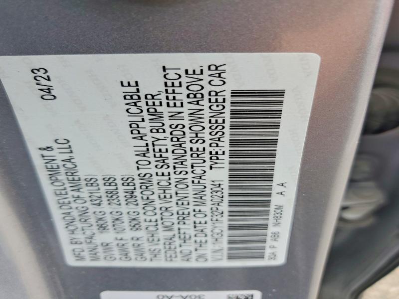 62584356 :رقم المزاد ، 1HGCY1F32PA023041 vin ، 2023 Honda Accord مزاد بيع