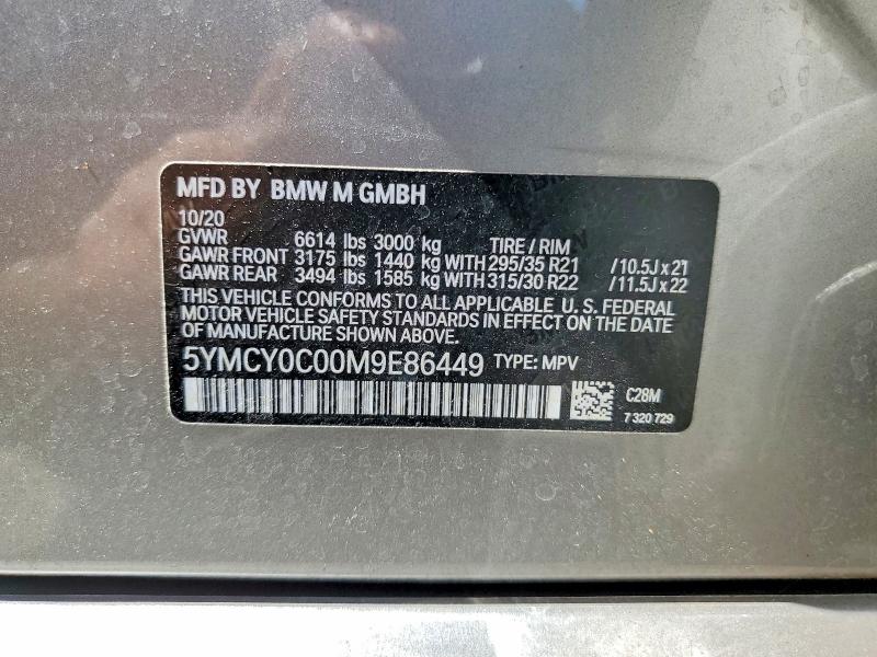 2021 Bmw X6 მანქანა იყიდება აუქციონზე, vin: 5YMCY0C00M9E86449, აუქციონის ნომერი: 61563996