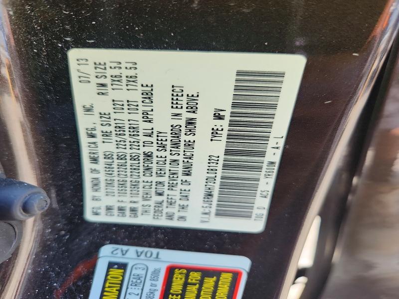 59297046 :رقم المزاد ، 5J6RM4H73DL081322 vin ، 2013 Honda Cr-v مزاد بيع