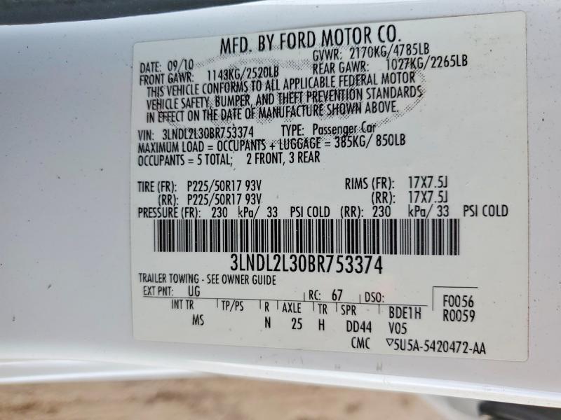 Продажа на аукционе авто 2011 Lincoln Mkz, vin: 3LNDL2L30BR753374, номер лота: 60891116