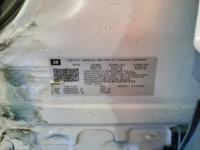 Aukcja sprzedaży 2019 Chevrolet Equinox, vin: 2GNAXYEX4K6230341, numer aukcji: 60759496