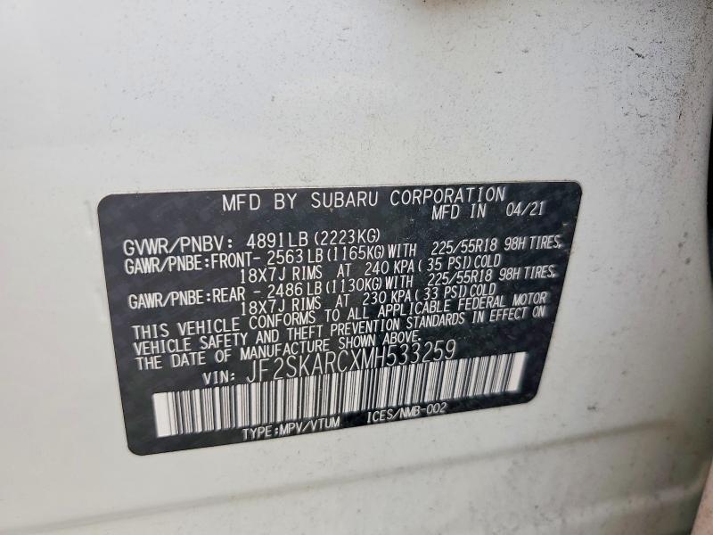 Aukcja sprzedaży 2021 Subaru Forester, vin: JF2SKARCXMH533259, numer aukcji: 61120626