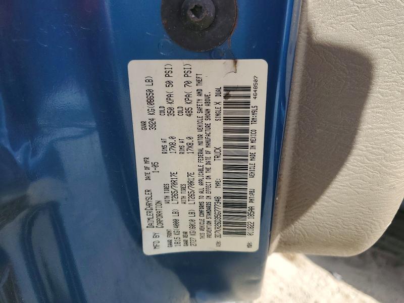 62057196 :رقم المزاد ، 3D7KR26D35G777348 vin ، 2005 Dodge Ram 2500 مزاد بيع