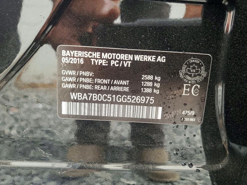 61294756 :رقم المزاد ، WBA7B0C51GG526975 vin ، 2016 Bmw 750 مزاد بيع