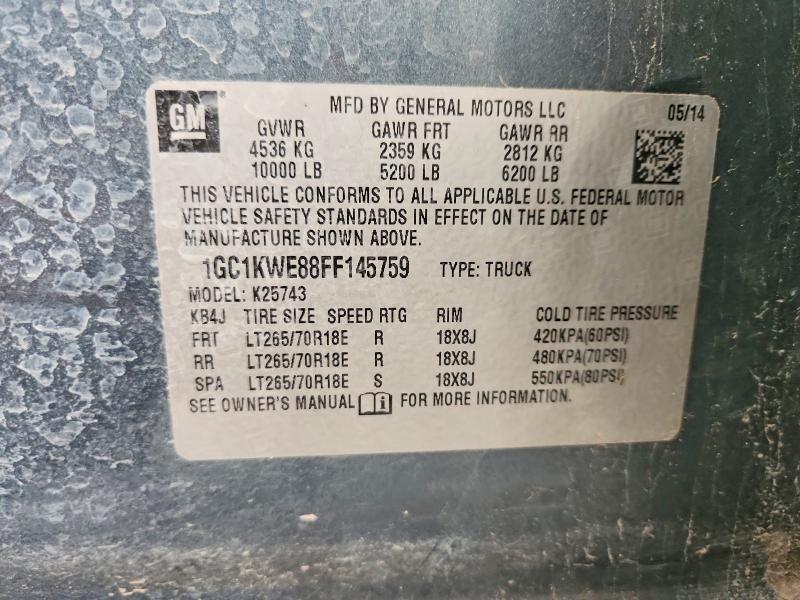 Aukcja sprzedaży 2015 Chevrolet Silverado, vin: 1GC1KWE88FF145759, numer aukcji: 61349236