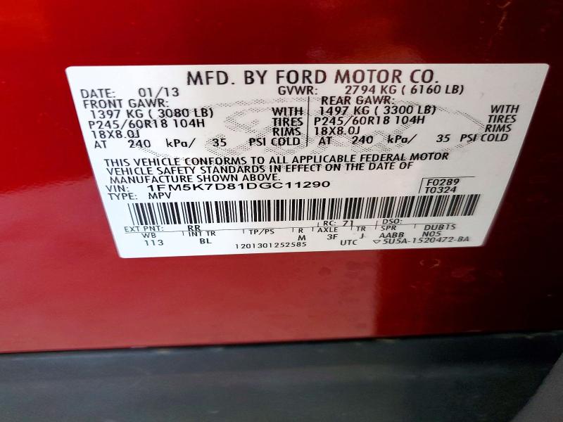 Aukcja sprzedaży 2013 Ford Explorer, vin: 1FM5K7D81DGC11290, numer aukcji: 62072446