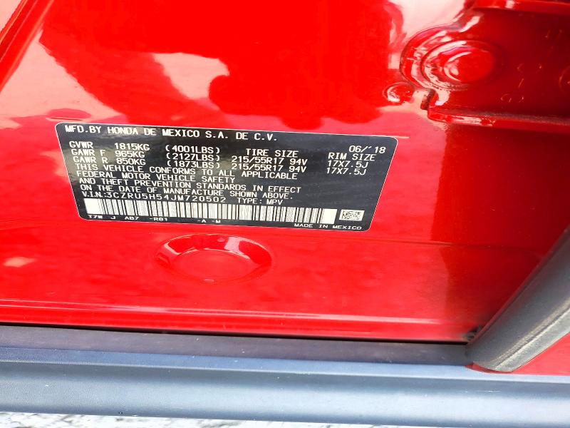 59999956 :رقم المزاد ، 3CZRU5H54JM720502 vin ، 2018 Honda Hr-v مزاد بيع