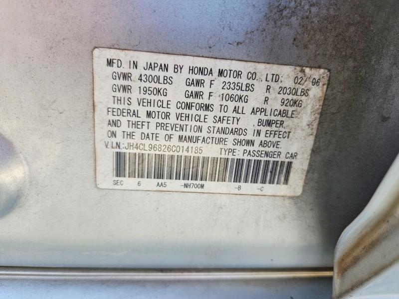 Продаж на аукціоні авто 2006 Acura Tsx, vin: JH4CL96826C014185, номер лоту: 59555266