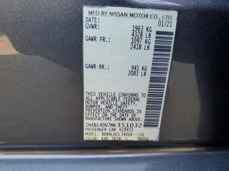 Продажа на аукционе авто 2021 Nissan Altima, vin: 1N4BL4DV7MN351032, номер лота: 62514086