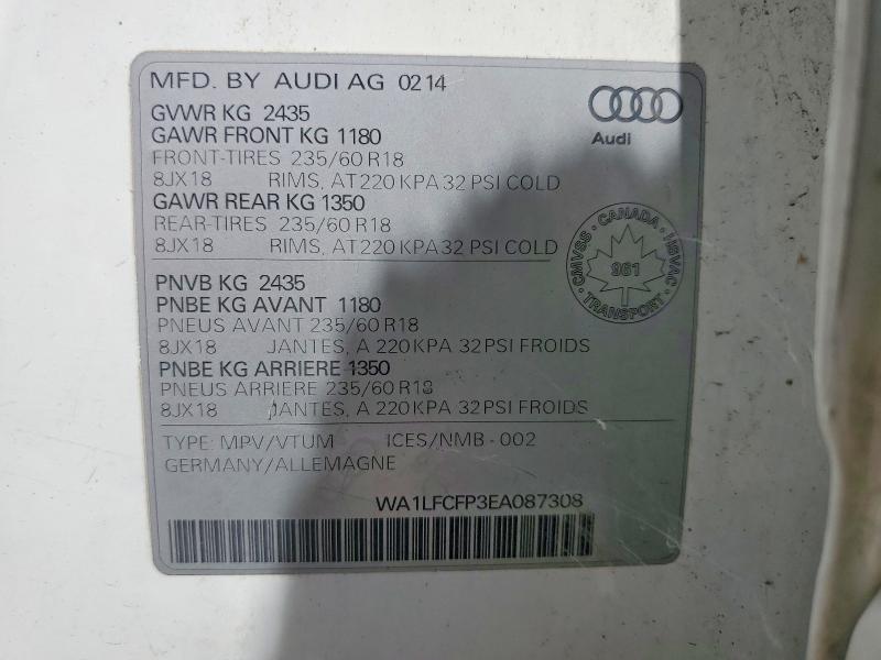 Aukcja sprzedaży 2014 Audi Q5, vin: WA1LFCFP3EA087308, numer aukcji: 62003346