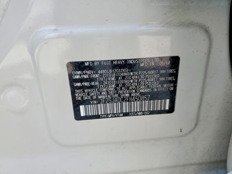 Продаж на аукціоні авто 2015 Subaru Forester, vin: JF2SJADC2FH450857, номер лоту: 62803916