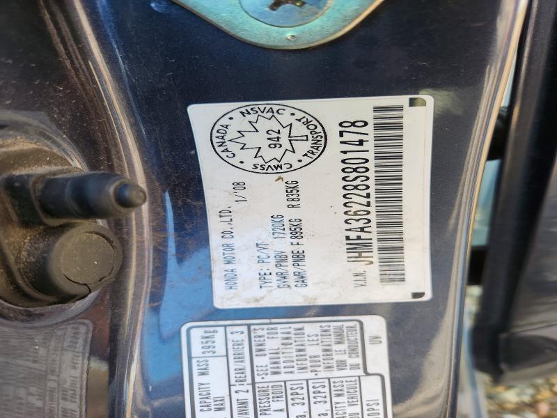 Aukcja sprzedaży 2008 Honda Civic, vin: JHMFA36228S801478, numer aukcji: 63132956