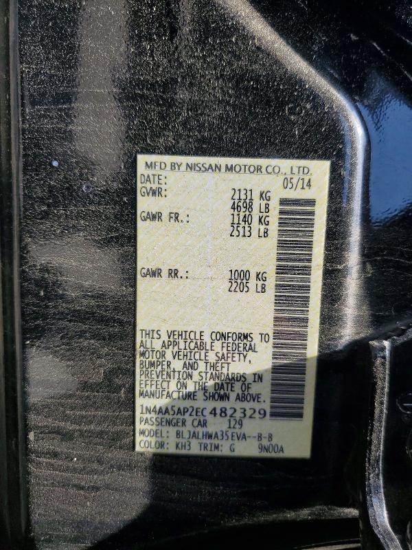 Продаж на аукціоні авто 2014 Nissan Maxima, vin: 1N4AA5AP2EC482329, номер лоту: 59860626