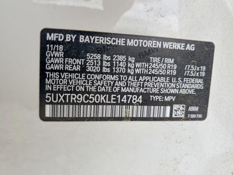 Продаж на аукціоні авто 2019 Bmw X3, vin: 5UXTR9C50KLE14784, номер лоту: 57825376