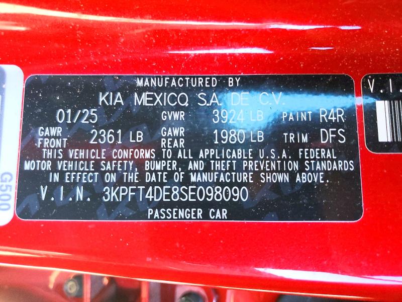 Aukcja sprzedaży 2025 Kia K4, vin: 3KPFT4DE8SE098090, numer aukcji: 62352006