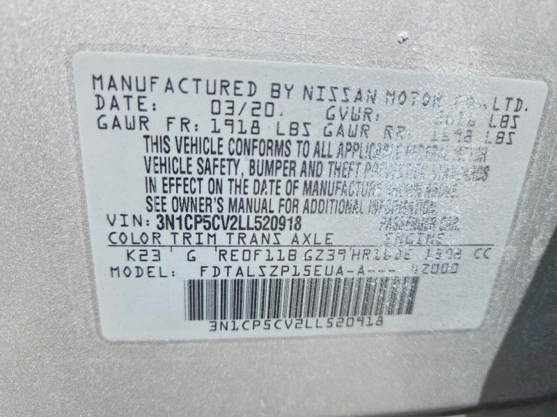 60943316 :رقم المزاد ، 3N1CP5CV2LL520918 vin ، 2020 Nissan Kicks مزاد بيع