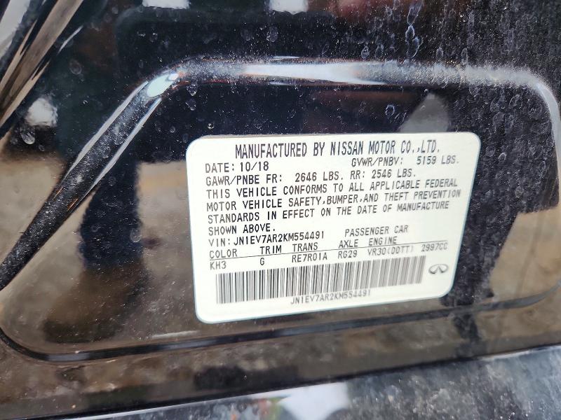 60490696 :رقم المزاد ، JN1EV7AR2KM554491 vin ، 2019 Infiniti Q50 مزاد بيع