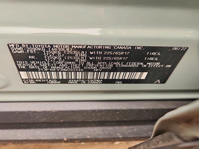 2022 Toyota Rav4 მანქანა იყიდება აუქციონზე, vin: 2T3P1RFV3NW282446, აუქციონის ნომერი: 60891486