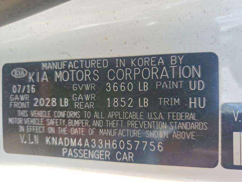 Продаж на аукціоні авто 2017 Kia Rio, vin: KNADM4A33H6057756, номер лоту: 62310066
