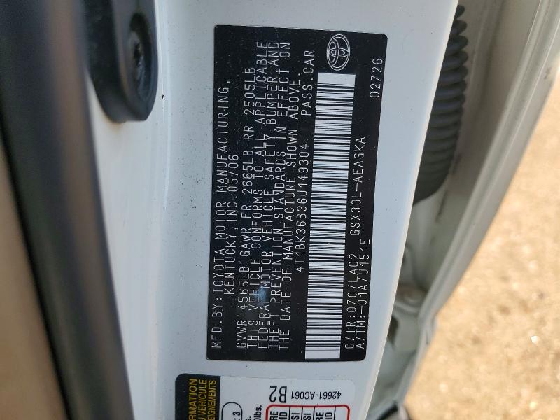 Продажа на аукционе авто 2006 Toyota Avalon, vin: 4T1BK36B36U149304, номер лота: 62068536