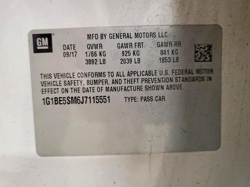 61697866 :رقم المزاد ، 1G1BE5SM6J7115551 vin ، 2018 Chevrolet Cruze مزاد بيع