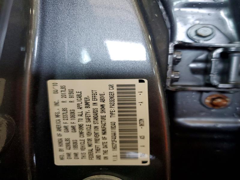 Продаж на аукціоні авто 2010 Honda Accord, vin: 1HGCP2F40AA118240, номер лоту: 62072306