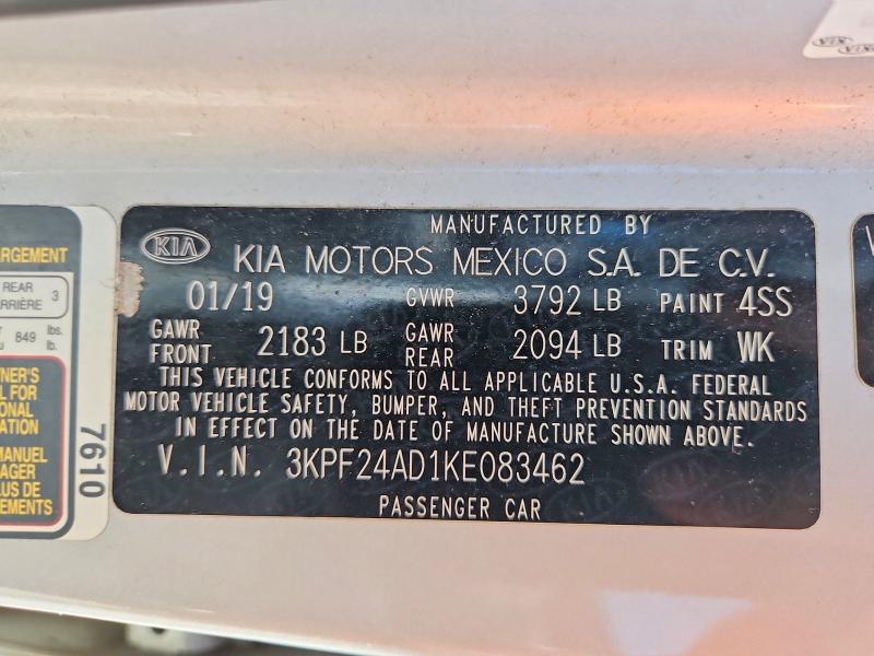 Продажа на аукционе авто 2019 Kia Forte, vin: 3KPF24AD1KE083462, номер лота: 59690036