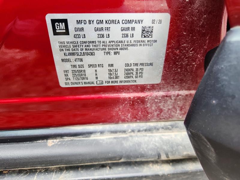62066986 :رقم المزاد ، KL4MMFSL2LB104363 vin ، 2020 Buick Encore Gx مزاد بيع