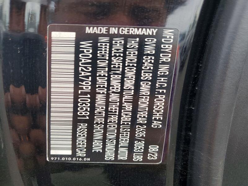 2023 Porsche Panamera მანქანა იყიდება აუქციონზე, vin: WP0AJ2A79PL103581, აუქციონის ნომერი: 60643706