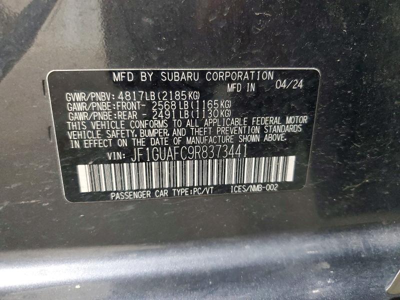 Продажа на аукционе авто 2024 Subaru Impreza, vin: JF1GUAFC9R8373441, номер лота: 61030216